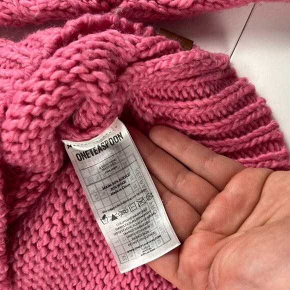 One teaspoon rider roll neck women sweater chunky cable knit turtleneck pink - Picture 6 of 9